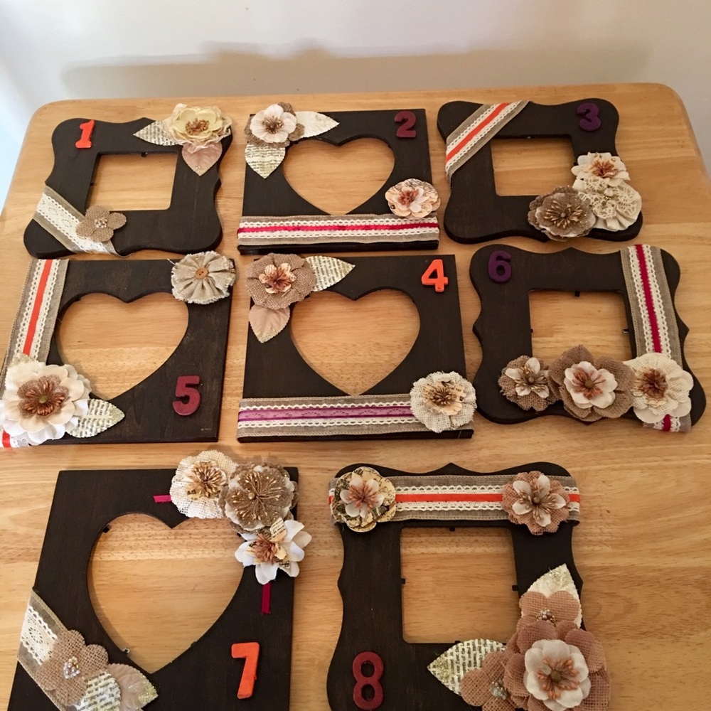 Handmade photo frame table numbers